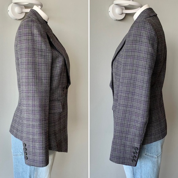 Michael Kors Collection Glen Plaid Wool Blazer Gray Size 8 - Picture 6 of 13